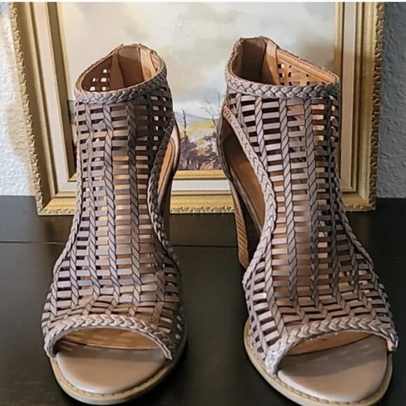 Report Womens RYAN Block Heel Strappy High Heels taupe 9 - Picture 2 of 3